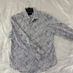 Bugatchi White and Blue Textured Shirt